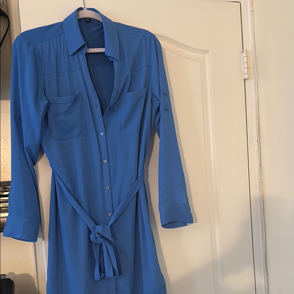 Express Blue Tie Front dress